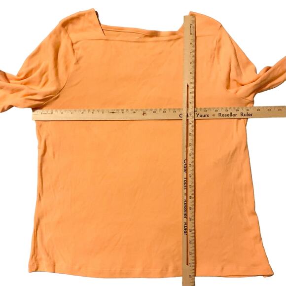 Chico’s Peach Orange Ultimate Tee 2 (Large) Women’s Square Neck 3/4 Sleeve READ - Picture 7 of 14